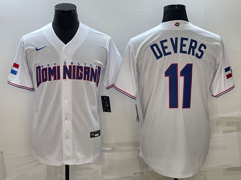 Men 2023 World Cub #11 Devers White Nike MLB Jersey9->more jerseys->MLB Jersey